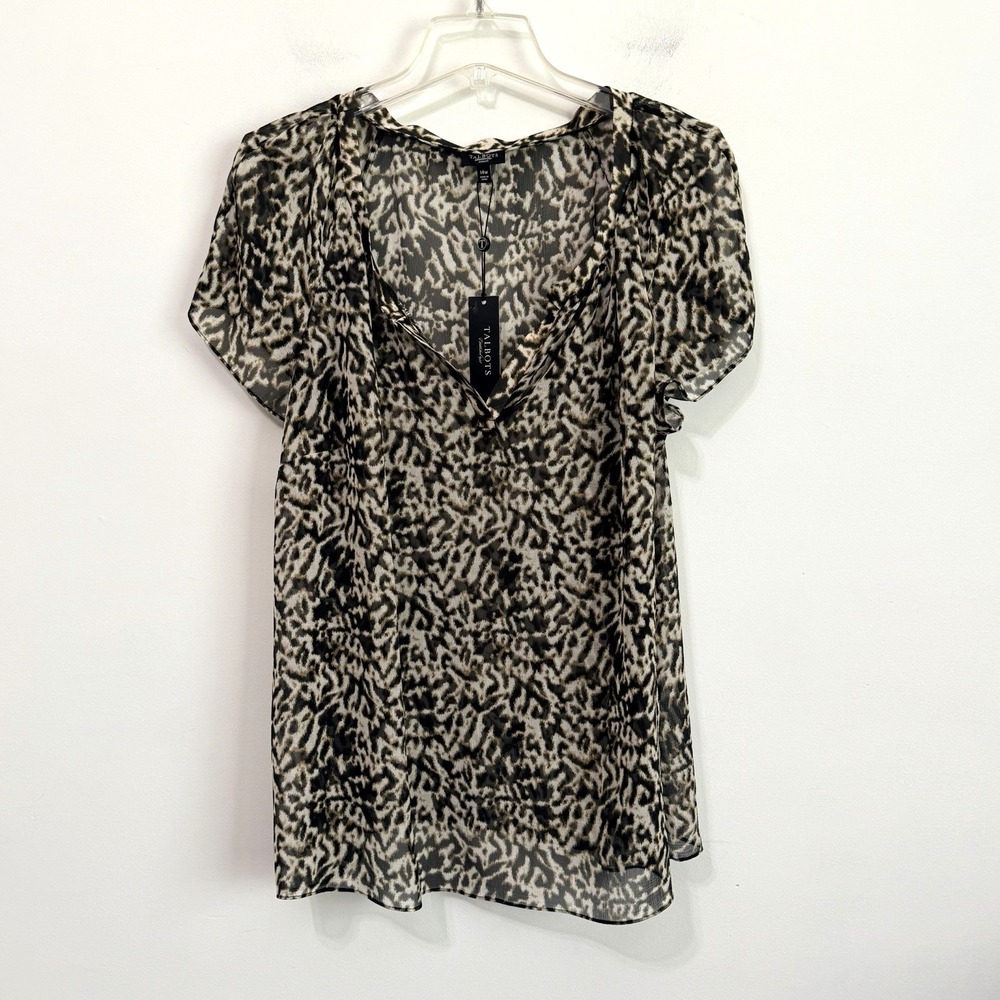 Talbots‎ Silk Sheer Popover Top 14W Animal Party Cocktail (No Tank) Shell NEW